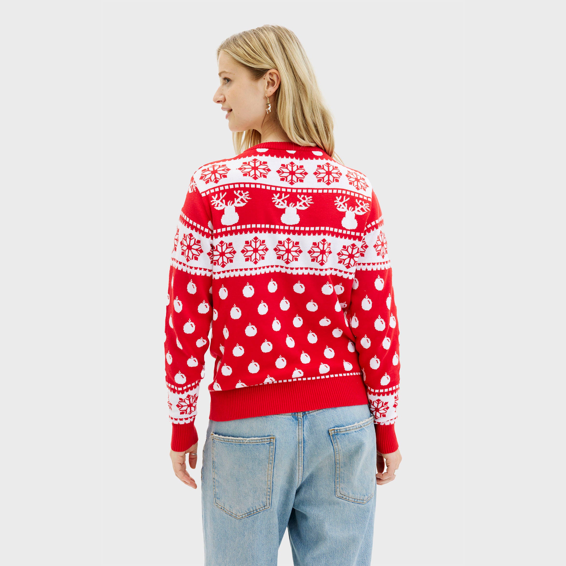 Den Klassiske Julesweater Rød - Dame.
